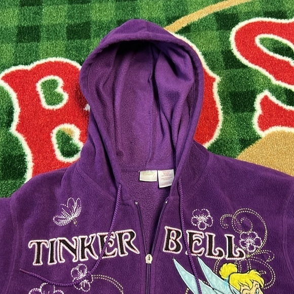 Vintage Disney Tinker Bell Fleece Zip Hoodie Sweatshirt Womens L - Picture 2 of 4
